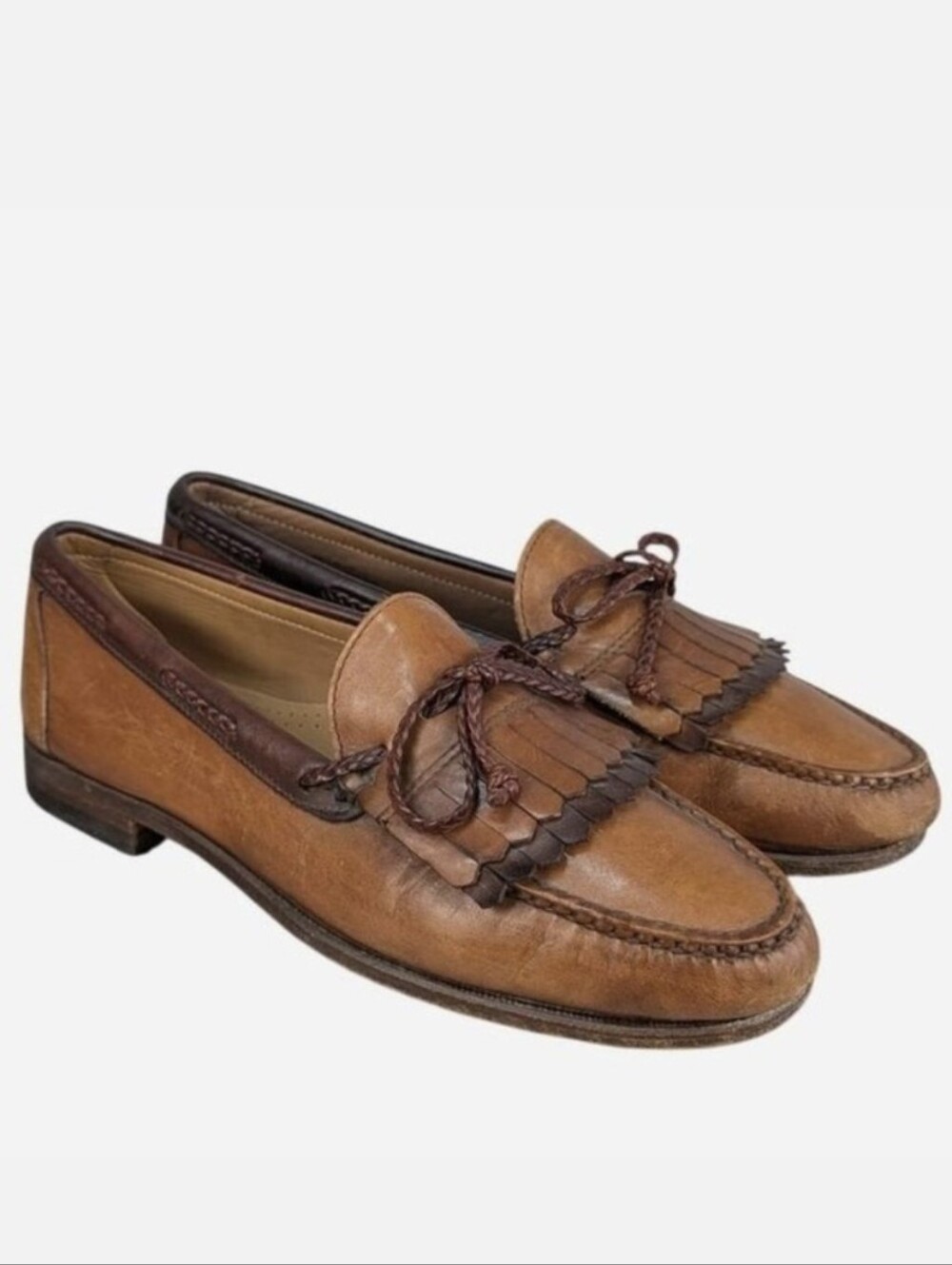 Allen Edmonds Woodstock Kiltie Tassel Loafer Tan Brown 9.5 E Wide USA